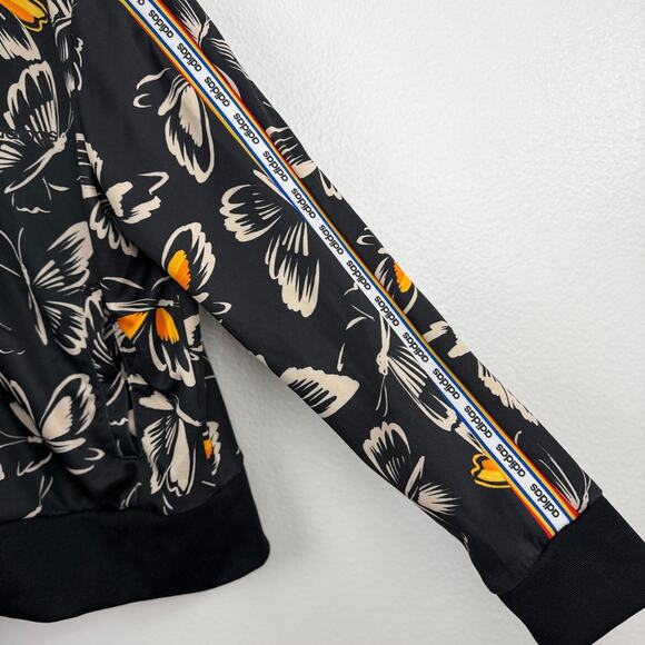 Adidas Farm RIO Track Jacket Womens Large Black Full Zip Butterfly Logo Stripe - Picture 6 of 9
